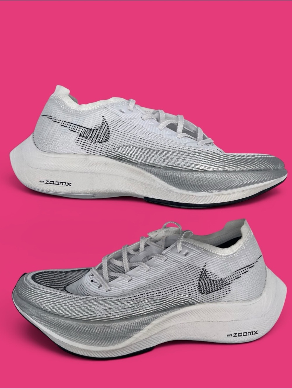 Nike ZoomX Vaporfly NEXT%2 Running Shoes Tennis Sneakers White Silver | W 9.5 - Picture 6 of 6